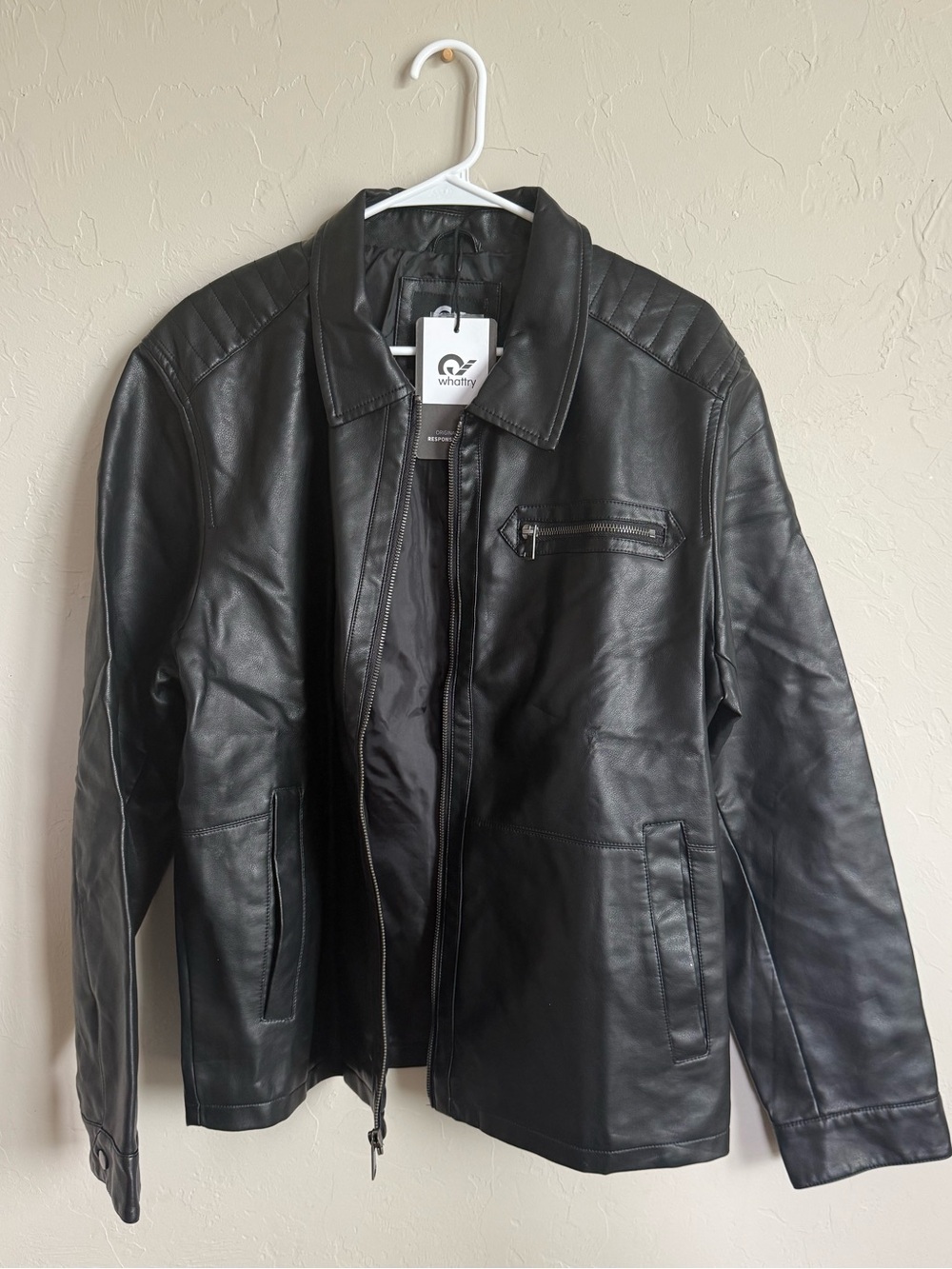 NWT Mens faux Leather Jacket/Biker Bomber Coat